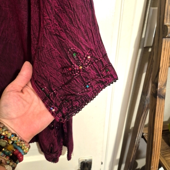 DCI Fashion Women's Beaded Magenta Boho Blouse. 24ptp - Picture 4 of 5
